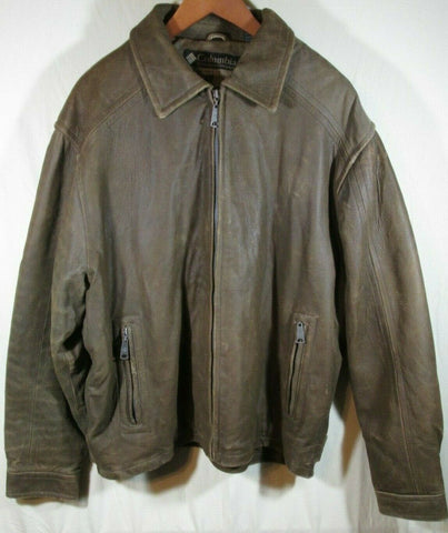 Columbia SOFT BROWN Leather Jacket Motorcycle Bomber Lining