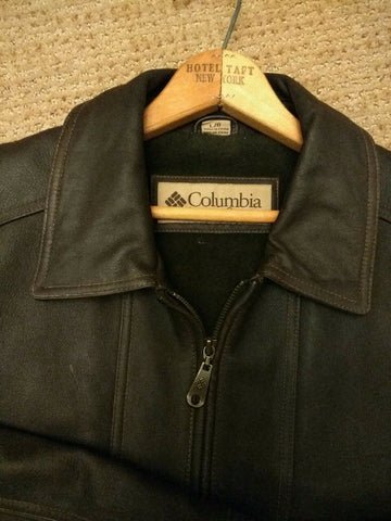 COLUMBIA Brown Warm Fleece Lined LEATHER JACKET
