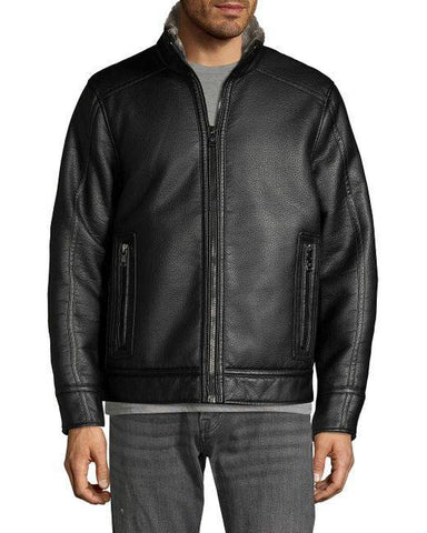 Calvin Klein Faux Shearling-Lined Faux Leather Jacket