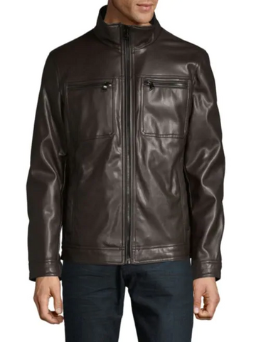 Calvin Klein Men's Faux Leather Biker Jacket