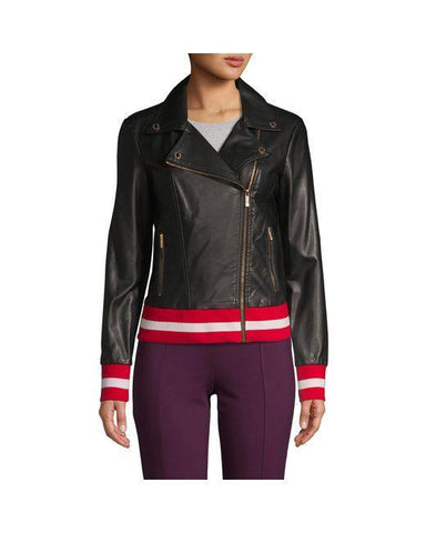 Calvin Klein Women's Black Faux Leather Moto Jacket