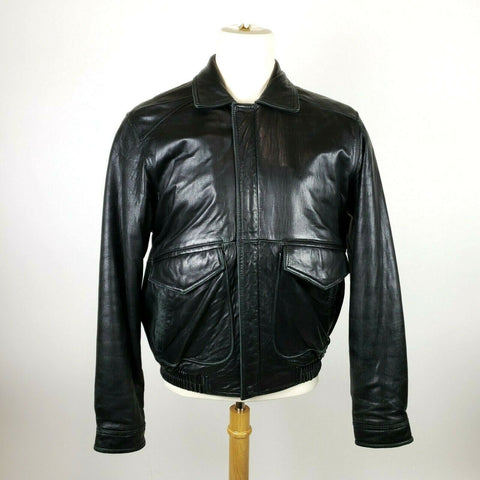COLUMBIA Leather Bomber Jacket Quilted Lined Coat