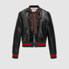 GUCCI Ruffle leather bomber jacket