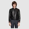 GUCCI Leather jacket with Web