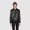 GUCCI Leather bomber jacket with patch
