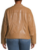Calvin Klein Women's Brown Plus Faux Leather Moto Jacket