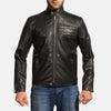 Cafe Racer Onyx Black Leather Biker Jacket