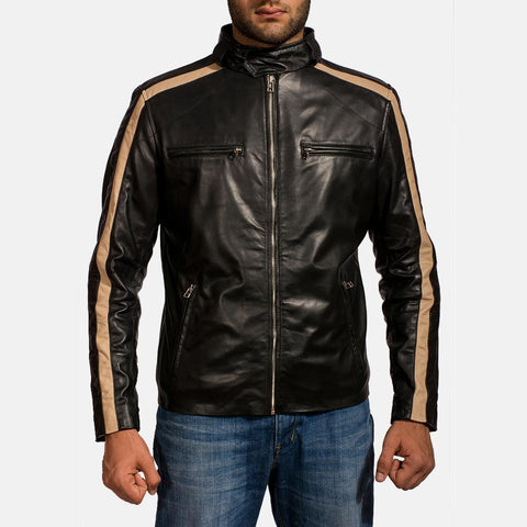 Cafe Racer Jack Black Leather Biker Jacket