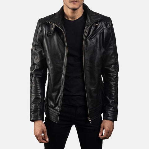 Cafe Racer Legacy Black Leather Biker Jacket