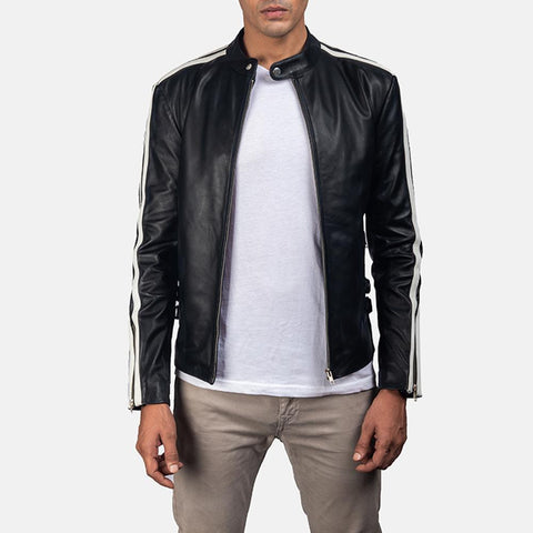 Cafe Racer Hank Black Leather Biker Jacket