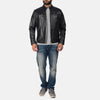 Cafe Racer Austere Black Leather Biker Jacket