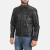Cafe Racer Rustic Black Leather Biker Jacket