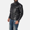 Cafe Racer Austere Black Leather Biker Jacket