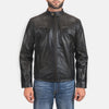 Cafe Racer Rustic Black Leather Biker Jacket