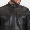 Cafe Racer Rustic Black Leather Biker Jacket