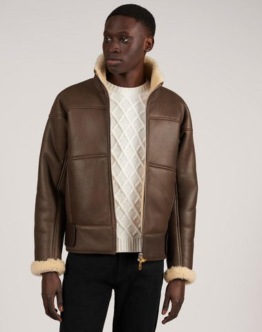 DUNHILL SHEARLING STAND COLLAR JACKET