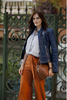 Women Blue Diamond Quilted Genuine Leather Jacket